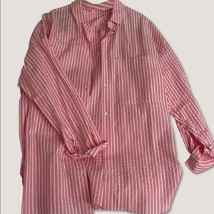 Brand new pink and white pinstripe shirt